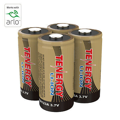 Tenergy 4pcs 3.7v Rcr123a Li-ion Rechargeable Batteries For Arlo Security Camera