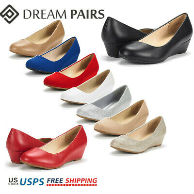 Dream Pairs Women's Pumps Wedge Heel Round Toe Slip On Pump Shoes Us 5-11