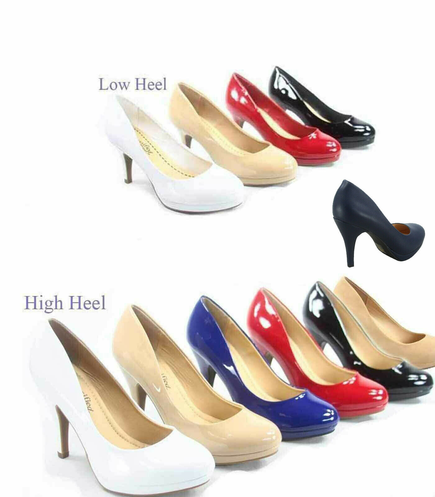 Women's Classic Comfort Round Toe Low High Heel Office Pump Shoes Size 5.5 - 11