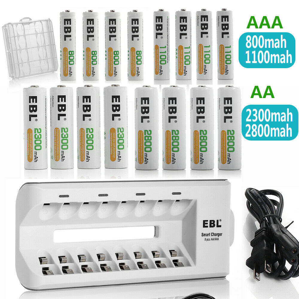 Ebl Aaa Aa Nimh Rechargeable Batteries 1100mah 2800mah +box With 8slots  Charger