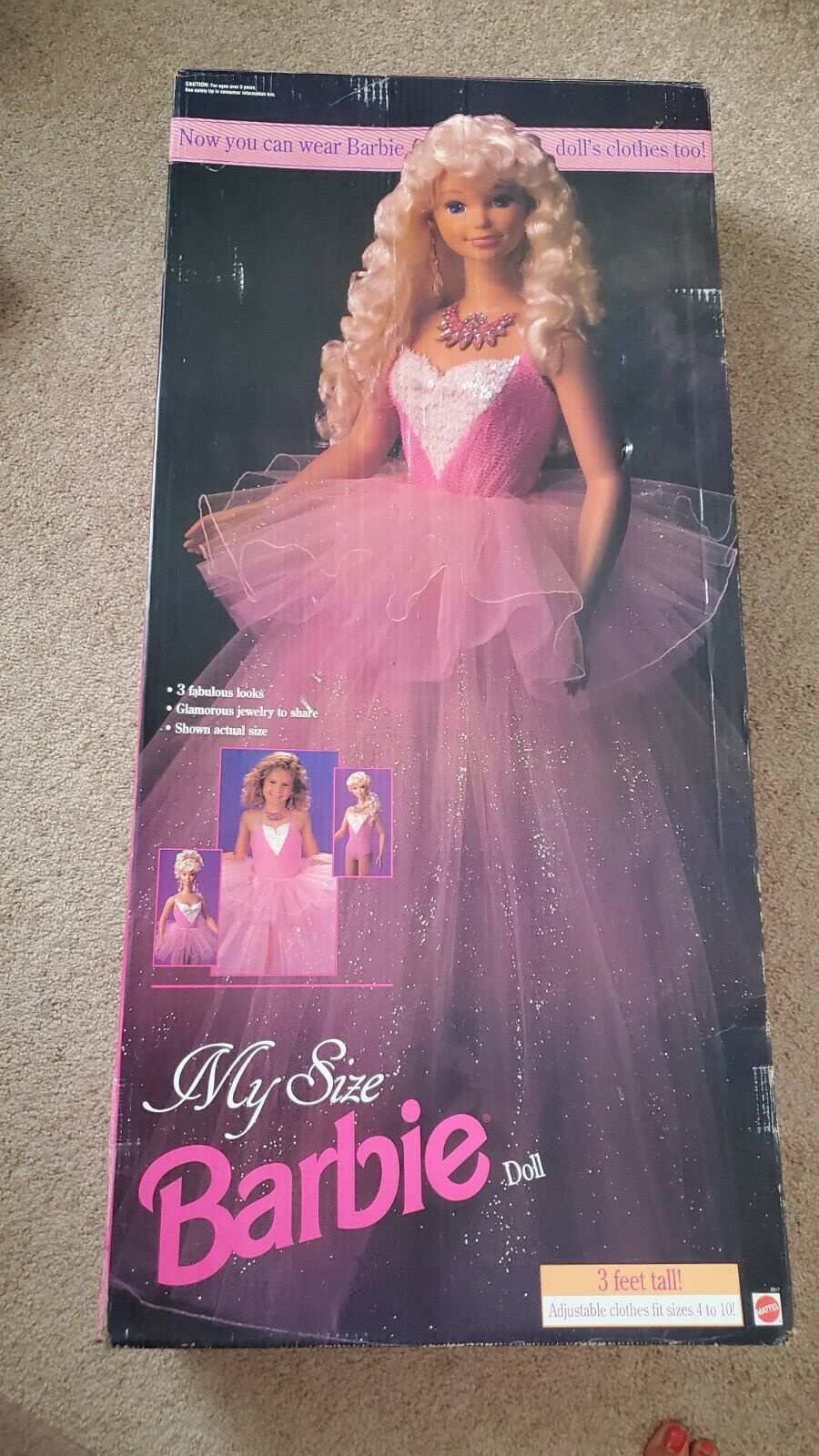 Mattel “my Size” Barbie. 1992. Original Box, Clothing, & Etc. 3 Feet Tall Doll!