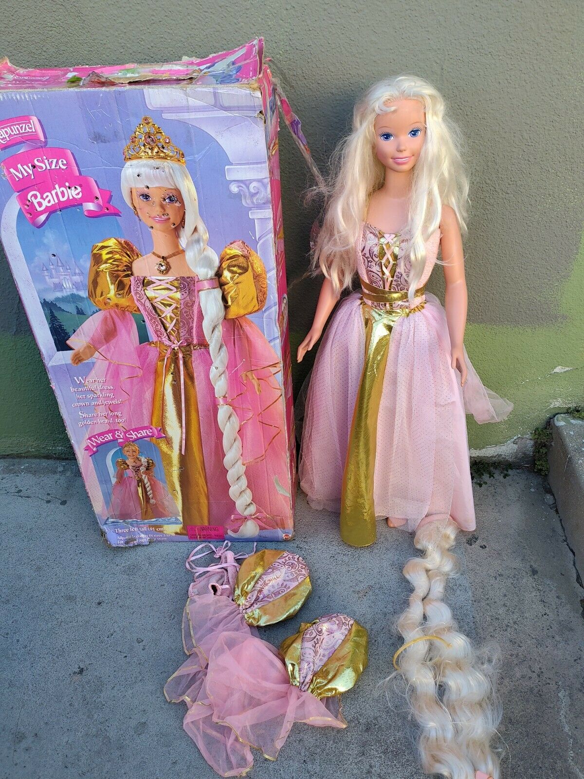 Vintage 1997 Mattel My Size Barbie "rapunzel" In Original Box