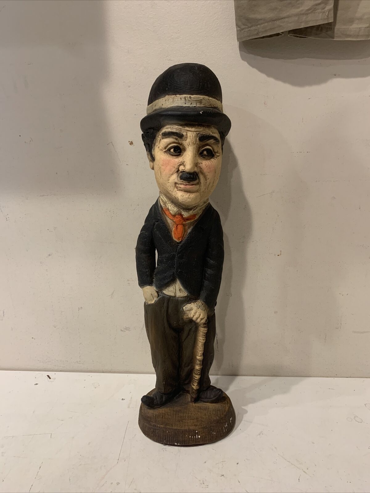 Large 19" Charlie Chaplin Statue Vintage Chalkware Figure