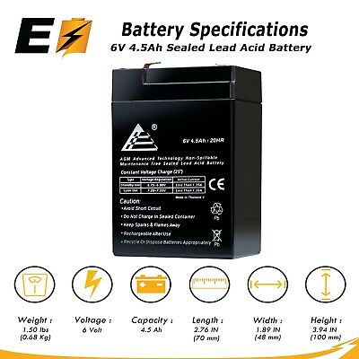 6v 4.5ah Sla Battery Replaces Ub645 Elb06042 Yt-645 ps-640 3fm4.5 cp645